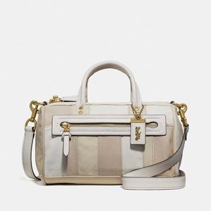 Coach Shuffle Chalk Satchel Leather Striped Crossbody Bag